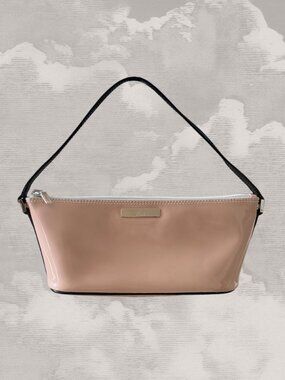 GUCCI Pink Nude Black Patent leather Boat Pochette Bag Handbag Tom Ford Y2K rare